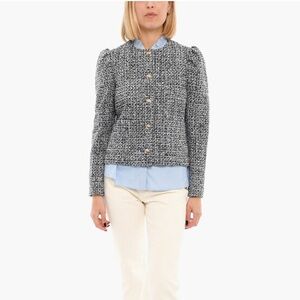 kate spade Black & White Tweed Button-Front Blazer